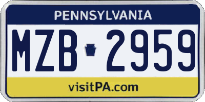 PA license plate MZB2959