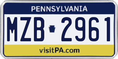 PA license plate MZB2961