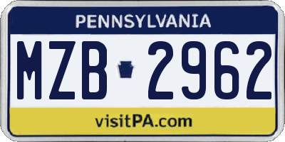 PA license plate MZB2962