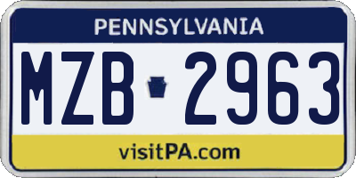 PA license plate MZB2963