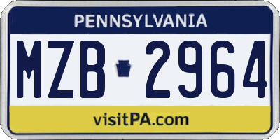 PA license plate MZB2964
