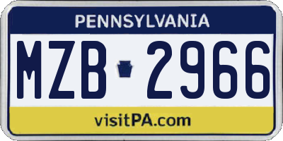 PA license plate MZB2966