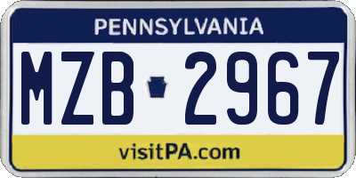 PA license plate MZB2967