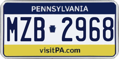 PA license plate MZB2968