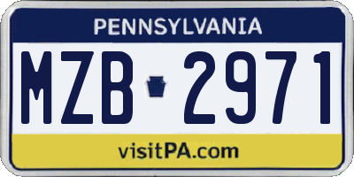 PA license plate MZB2971