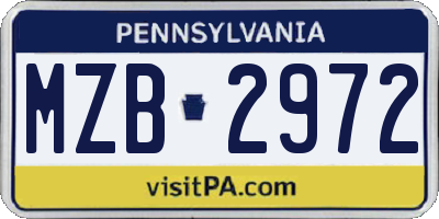 PA license plate MZB2972