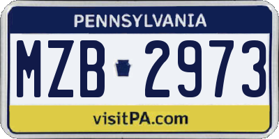 PA license plate MZB2973