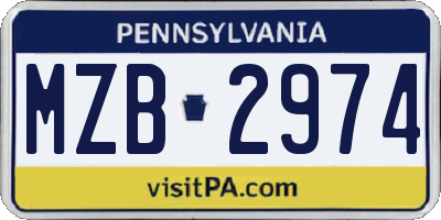 PA license plate MZB2974