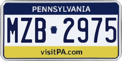 PA license plate MZB2975