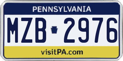 PA license plate MZB2976