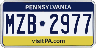 PA license plate MZB2977