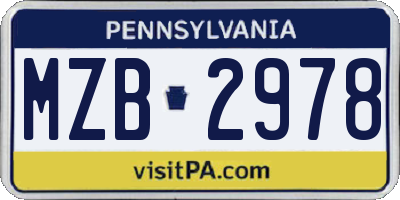 PA license plate MZB2978