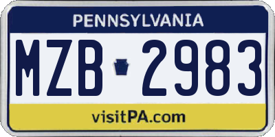 PA license plate MZB2983