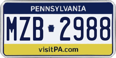 PA license plate MZB2988