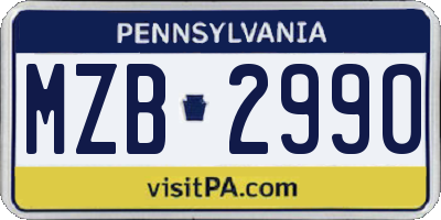 PA license plate MZB2990