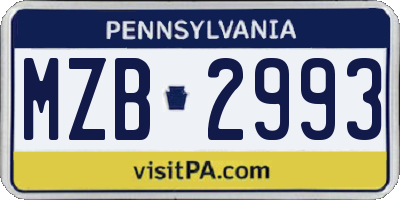 PA license plate MZB2993