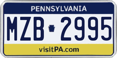 PA license plate MZB2995
