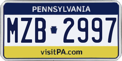 PA license plate MZB2997