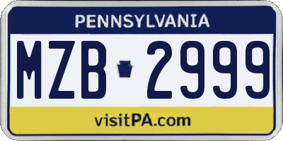 PA license plate MZB2999