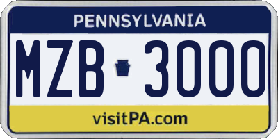 PA license plate MZB3000