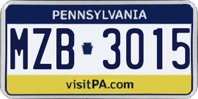 PA license plate MZB3015