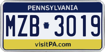 PA license plate MZB3019