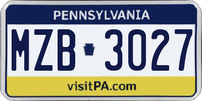 PA license plate MZB3027