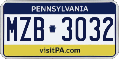 PA license plate MZB3032