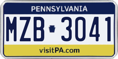 PA license plate MZB3041