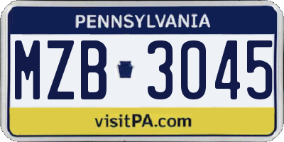 PA license plate MZB3045