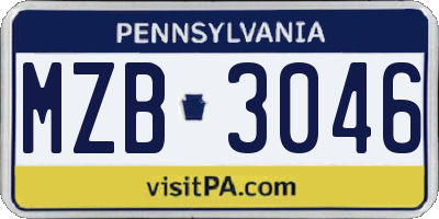 PA license plate MZB3046
