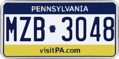 PA license plate MZB3048