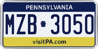 PA license plate MZB3050
