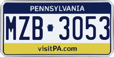PA license plate MZB3053