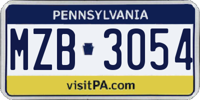 PA license plate MZB3054
