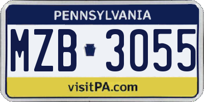 PA license plate MZB3055