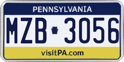 PA license plate MZB3056