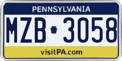 PA license plate MZB3058