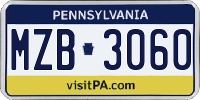 PA license plate MZB3060