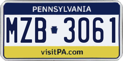 PA license plate MZB3061