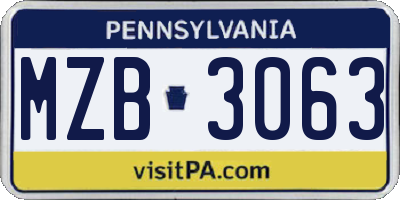 PA license plate MZB3063