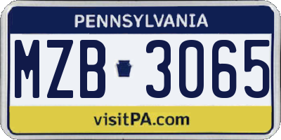 PA license plate MZB3065