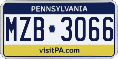 PA license plate MZB3066