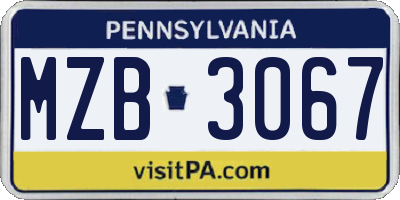 PA license plate MZB3067