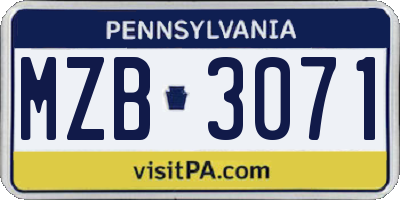 PA license plate MZB3071