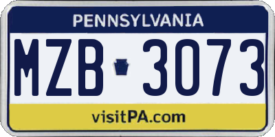 PA license plate MZB3073