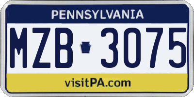 PA license plate MZB3075