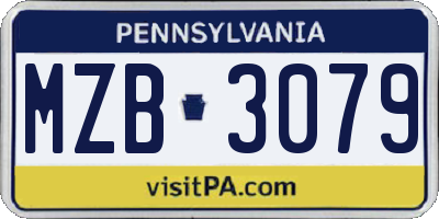 PA license plate MZB3079