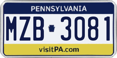 PA license plate MZB3081