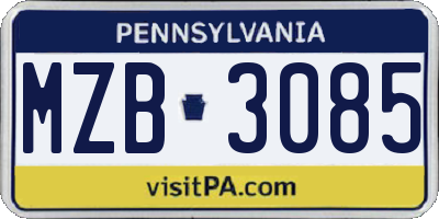 PA license plate MZB3085
